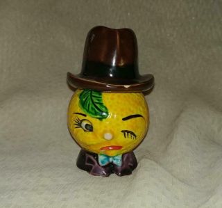 Vintage Sour Lemon Head Stacking Hat Salt & Pepper Shakers Japan Anthropomorphic
