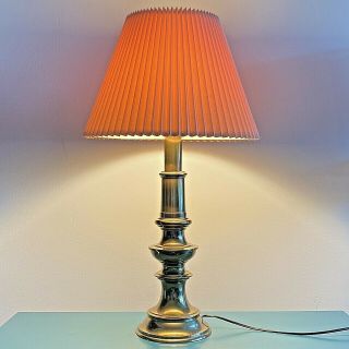 Vintage Stiffel Brass Table Lamp 26” Traditional Column Desk Light With Tag