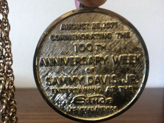 Vintage Gold - Plated Medallion Celebrating Sammy Davis Jr.  Performing Sands Hotel