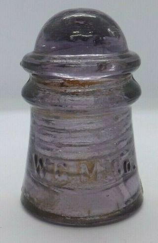 Vintage Wgm Co Purple Glass Insulator Western Glass Mfg W G M Threaded