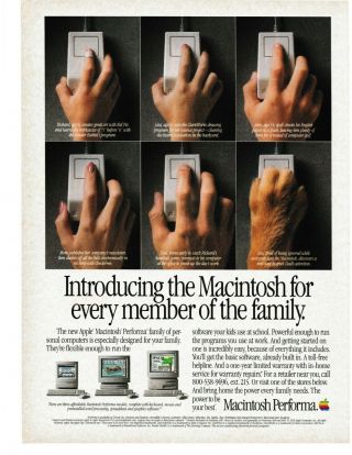 1992 Vintage Print Ad - Macintosh Performa Apple Computer.  Ad Only