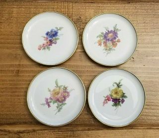 Kaiser W.  Germany Set Of 4 Porcelain Small Floral Plates Coasters Trinket Holder