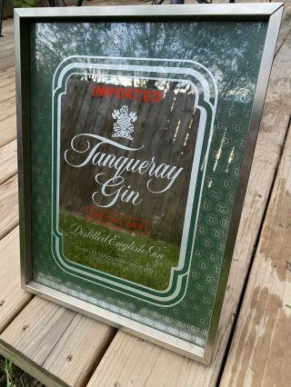 Vintage Tanqueray English Gin Bar Mirror Man Cave Sign Alcohol Advertising