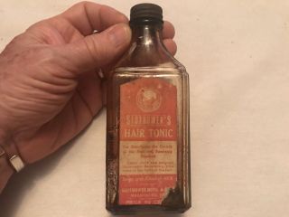 Slothower’s Vintage Hair Tonic Bottle,  Slothower Bros. ,  Harrisburg,  Pa.