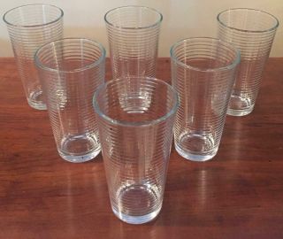 Vintage Pasabahce Drinking Glass Tumblers 16 Oz.  Horizontal Band Ridges Set Of 6