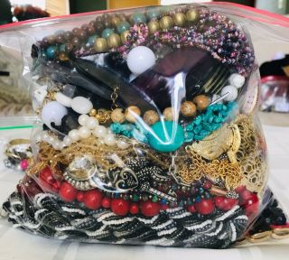 Mixed Box Of Wearable Jewelry,  Vintage To Modern,  No Junk,  7 Lbs 6.  2 Oz.
