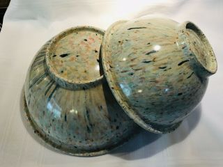 Vintage Texas Ware Melamine Bowls 10” 118 & 8” 111 Unique Multi Color Splatter