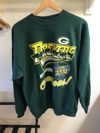 Vintage Green Bay Packers Sweatshirt Crewneck Mens Xl Green 1997 Nfl Football