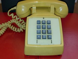 Vintage 1970s Western Electric 2500d Yellow Pushbutton Touch Tone Desk Phone