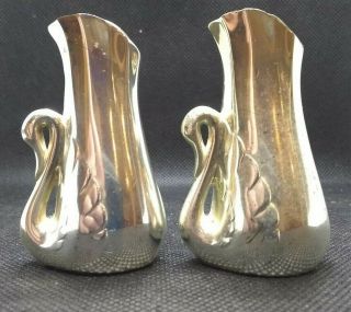 Vintage Silver Plated Swan Salt And Pepper Shakers