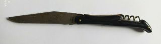Ancien Couteau Marque Laguiole Noir Avec Tire - Bouchons Vintage
