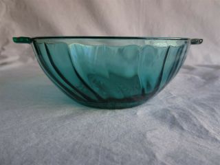 3 Vintage Jeannette Glass Ultramarine Petal Swirl Lug Lugged Soup Bowls,  6 Inch