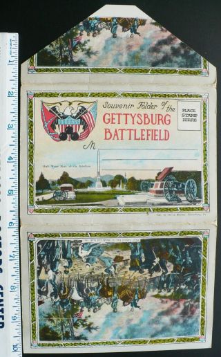 1910,  Panorama Gettysburg Civil War Battlefield Pa,  Generals Monuments Memorials