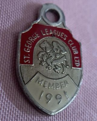 Vintage 1991 St George Leagues Club Membership Badge Sydney Australian Rugby Nrl