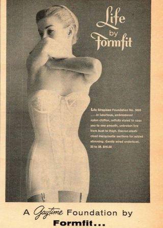 Vintage Print Ad 1955 Formfit Life Bra Girdle Strapless Foundation Lingerie