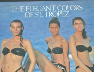 1990 Vintage Print Ad Bain De Soleil St Tropez Sun Tan Lotion Creme Bikini Girls