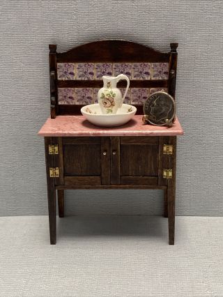 Dollhouse Vintage Victorian Bath Basin Cabinet Bowl Set Beth Bergman E K Blauer
