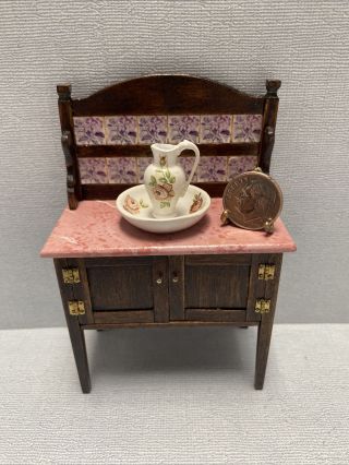 dollhouse vintage victorian bath basin cabinet bowl set Beth Bergman E K Blauer 2
