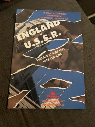 1991 England V Ussr Soccer/football Programme