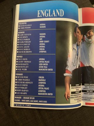 1991 England V USSR Soccer/football Programme 3