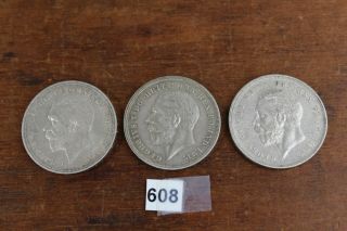 Vintage Silver Coins George V Crowns X3 1935 85gm 608