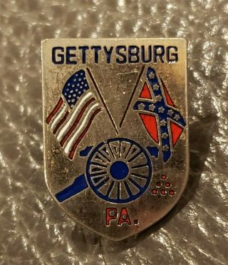 Vintage Gettysburg Pa Civil War Blue Gray Cannon Metal Pin Pennsylvania