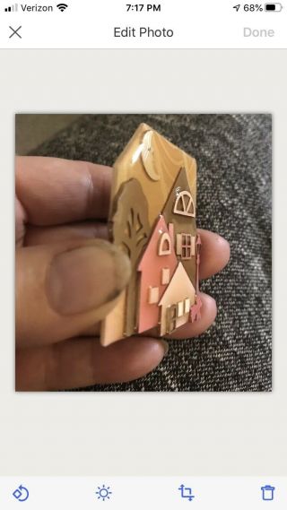 Vintage House Pins By Lucinda Brooch - Cream/brown/rust House W/dog - Has Orig.  Tag