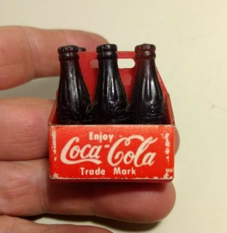 Vintage Miniature Coca Cola 6 - Pack Brown Bottles - Soda Advertising Collectibles