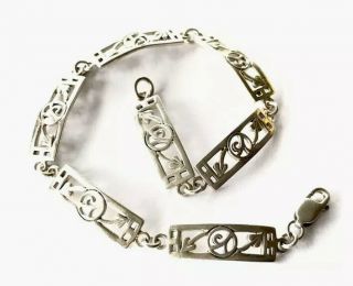 Vintage Sterling Silver Charles Rennie Mackintosh Style 7.  5” 19.  5cm Bracelet