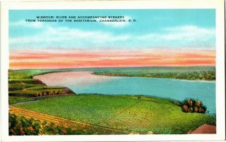 View Of Missouri River From Sanitarium,  Chamberlain Sd Vintage Postcard H31