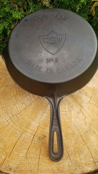 Vtg Gsw 8 10” Cast Iron Frypan Skillet Made In Canada For Conditio.