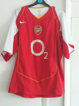 Retro Vintage Arsenal Home Shirt.  2004 - 2005.  Nike.  Red.  Mens Size Large