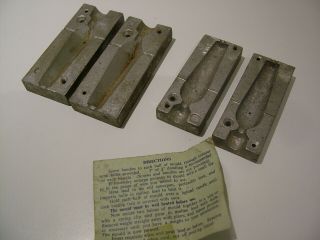 2x Vintage Fishing Lead Weight Sinker Mould Mold With Instruction