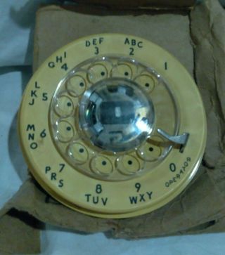 Vintage Western Elec.  Yellow Metal Finger Wheel,  Rotary Phone Dial Part