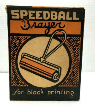 Vintage Speedball Brayer 49 4 " Block Printing Roller Tool Made In Usa