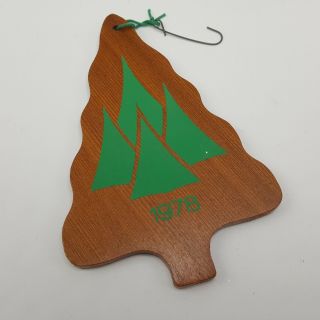 Vintage 1978 Wood Christmas Tree Ornament Evergreen Forest Mountain Cabin 5 "