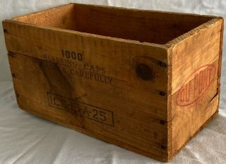 Old Vintage Mine/ Mining Dupont Brand No.  6 Blasting Caps Wood/ Wooden Box