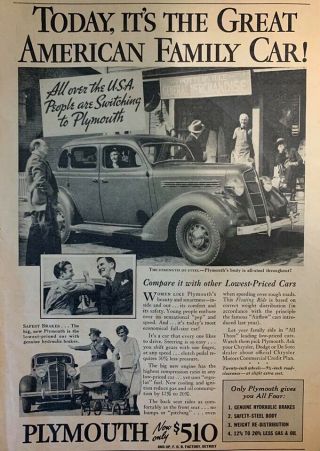 Plymouth Vintage 1930s Advertisement Newspaper Print Ad Old Cars