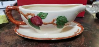 Vintage Franciscan Apple Gravy Boat Attached Underplate California Backstamp