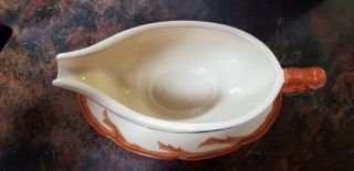 VINTAGE Franciscan Apple Gravy Boat Attached Underplate California Backstamp 3