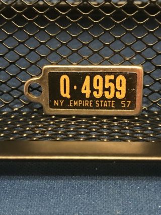 1957 York Dav Mini License Plate Tag Keychain Charm Vintage Veteran