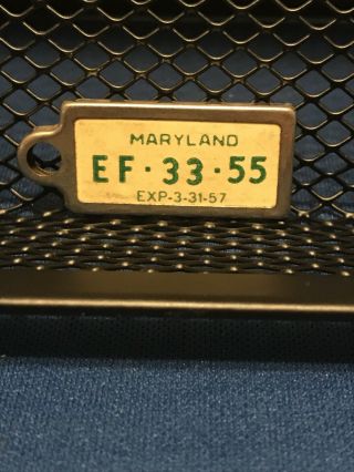 1957 Maryland Dav Mini License Plate Tag Keychain Charm Vintage Veteran