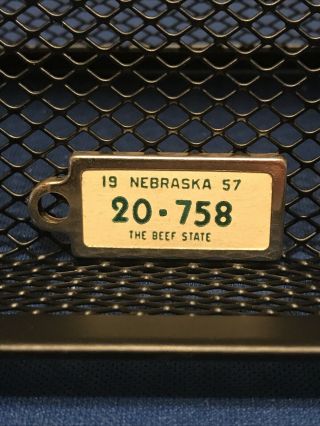 1957 Nebraska Dav Mini License Plate Tag Keychain Charm Vintage Veteran