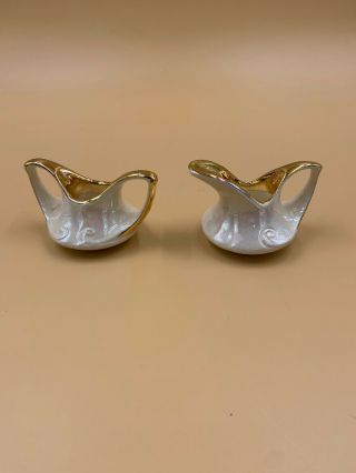 China: Pearl China Co,  22k Gold,  Mini Creamer & Sugar Bowl Set,  Iridescent,  Vtg