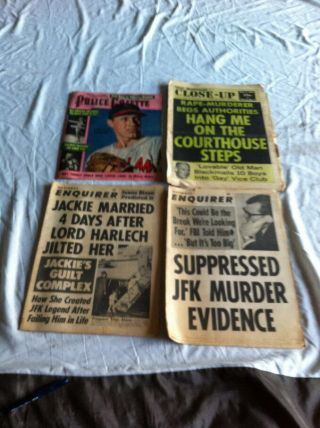 4 Vintage Gossip Newspaper Magazines 1949 1968 Jackie O Kennedy Joe Louis Hennie