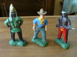 Vintage Wild West Indian Warrior & Cowboy Figures Taico Japan Large 6 "