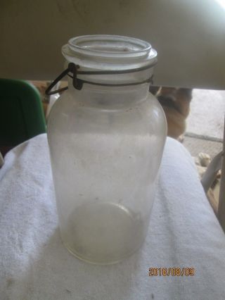 Vintage Hazel Atlas 10 Cup Clear Glass Canning Jar With Wire Bail - No Cap