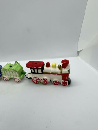 Vintage Ceramic BIRTHDAY TRAIN CANDLE HOLDER Cake Topper Japan 2