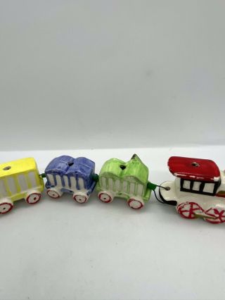 Vintage Ceramic BIRTHDAY TRAIN CANDLE HOLDER Cake Topper Japan 3