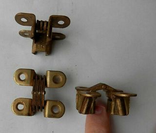 Vintage Invisible Hinges Nos 1 1/4 " X 3/8 " Soss Style Brass Plated Stamped Style